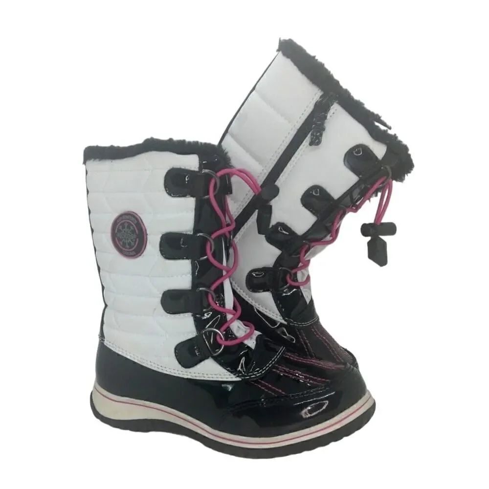 Totes Mackenzie Girls Pre-owned Black & White Weatherproof Winter Boots - sz. 1